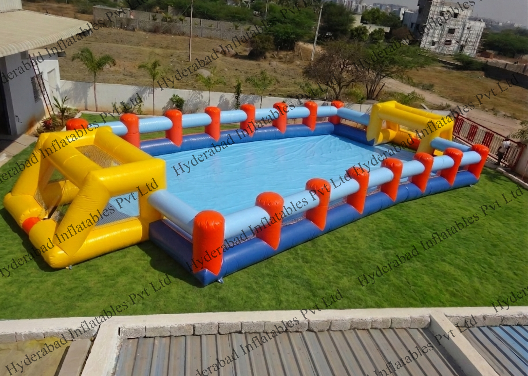 Spiked-Rail Soapy Football Pitch